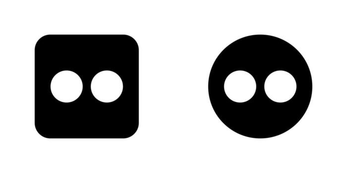 Flicker Black Square and Circle Logo Bundle. Flicker Black Square and Circle Icon Set. Flicker Social Media Icon Collection. vector