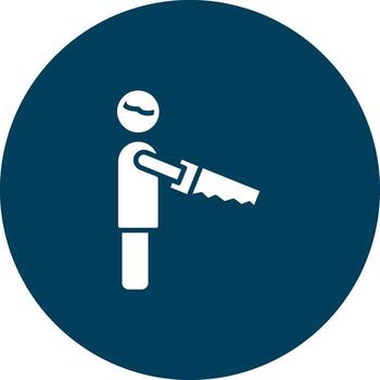 Man Carpenter Working Geometric Mobile App Mark vector