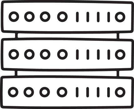 Hand drawn binary code on server racks vector
