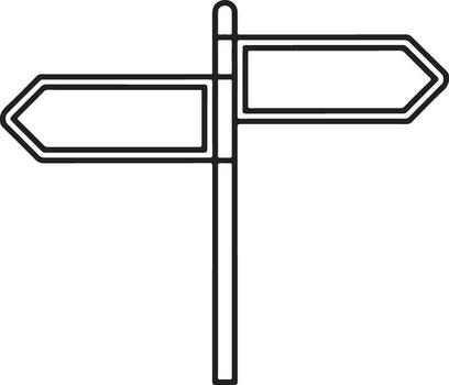 Blank directional signpost with two arrows pointing left and right vector