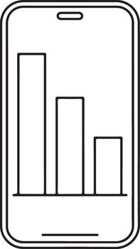 Smartphone displaying a declining bar chart vector
