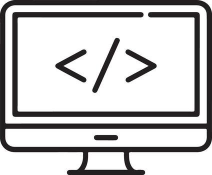 computadora monitor mostrando código símbolos vector