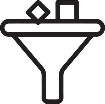 Simple icon of a funnel with a square and diamond vector
