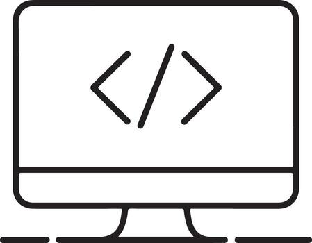 Computer screen displaying code symbols icon vector