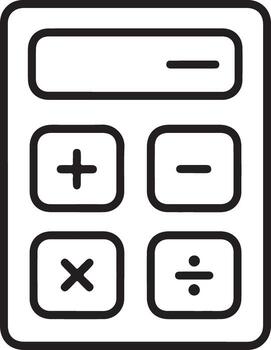Simple line art icon of a basic calculator vector