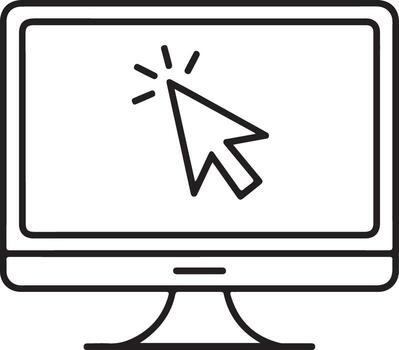 Computer monitor with cursor indicating a click action vector