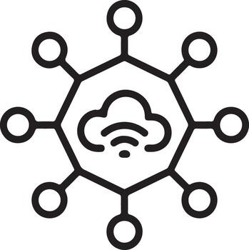 Abstract network connection with central cloud symbol vector
