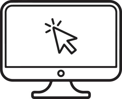 Computer monitor with cursor clicking on screen vector