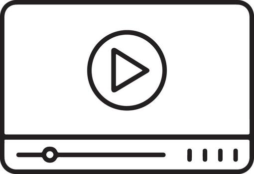 Simple outline icon of a play button on a player screen vector