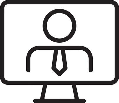 Digital representation of a person in business attire on a computer screen vector