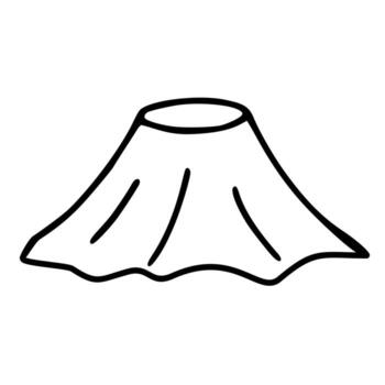 Simple illustration of a stylized volcano, rendered in a minimalist black line art style, suitable for various design applications. vector