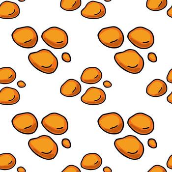 Seamless pattern of hand-drawn orange lava pebbles on a white background, creating a playful and organic texture ideal for various design applications. vector