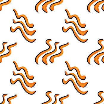 sin costura modelo con dibujado a mano naranja lava ondulado líneas en blanco fondo, creando un vibrante y juguetón resumen diseño Perfecto para varios aplicaciones vector