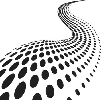 Black Dots Forming a Winding Path abstract background vector