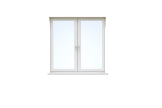 White sliding glass window with simple frame is shown against plain background, offering clear view through its transparent panes. design is modern and minimalistic png