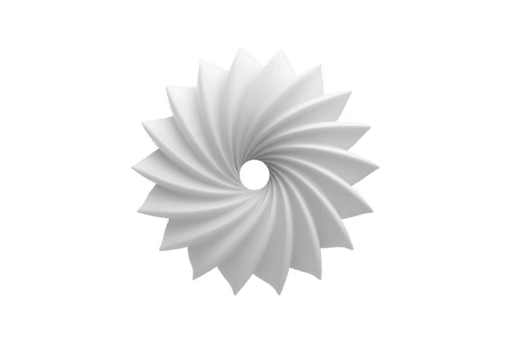 Weiss, abstrakt, Spiral- gestalten mit glatt, symmetrisch Design, ähnlich Turbine oder Blume, einstellen gegen einfach Hintergrund. Bild vermittelt Sinn von Eleganz und Modernität png