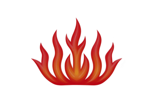 Stylized flame icon with vibrant red and orange hues, representing fire or heat. design is simple yet dynamic, with pointed tips and gradient effect that adds depth and intensity png
