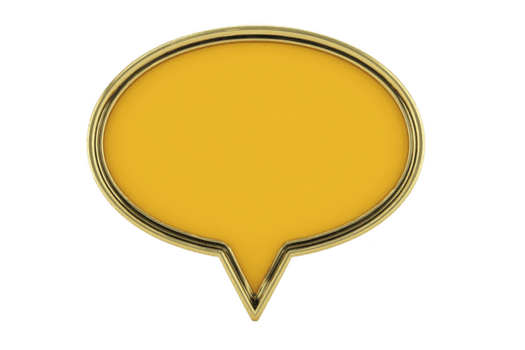 giallo discorso bolla con oro schema è raffigurato, simboleggiante comunicazione e conversazione. vivace colore e metallico confine Inserisci moderno tocco, fabbricazione esso ideale per design progetti png