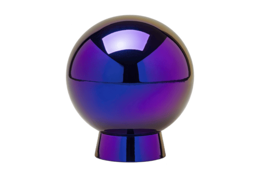 Shiny, reflective purple sphere with smooth surface and small base, creating futuristic and elegant appearance. sphere gradient colors add depth and intrigue png