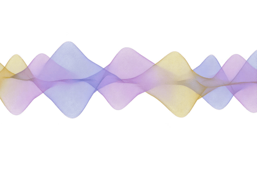 Colorful abstract wave pattern with soft pastel hues of purple, pink, and yellow on transparency background, creating harmonious and flowing design png