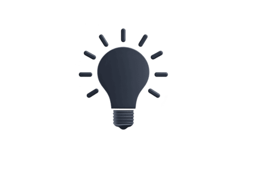 Black silhouette of light bulb with rays emanating from it symbolizes creativity and innovation. minimalist design on transparent background makes it versatile for various uses png