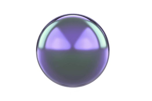 Shiny, reflective purple sphere with smooth surface and subtle gradient highlights, creating futuristic and abstract appearance. sphere glossy finish adds depth and intrigue png