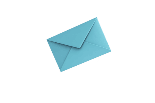 Blue envelope is displayed against transparency background, showcasing its simple and elegant design. envelope is closed, highlighting its triangular flap and clean lines png