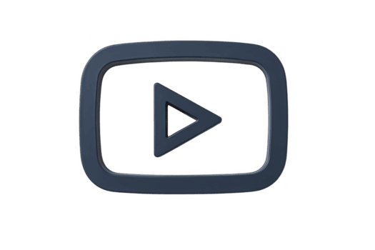 Dark blue play button icon with rounded square border, symbolizing media playback or content. minimalist design is suitable for digital interfaces or multimedia applications png