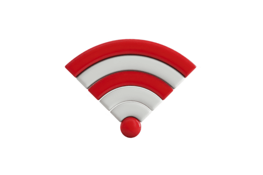rosso e bianca wi fi simbolo con lucido finire, che rappresentano senza fili connettività e Internet accesso. design è semplice e moderno, veicolare senso di tecnologia e comunicazione png