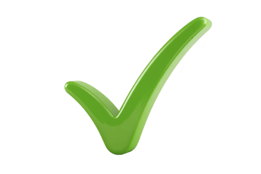 brilhante verde Verifica marca símbolo em transparência fundo, representando aprovação ou correção. Verifica marca é negrito e três dimensional, transmitindo sentido do positividade e afirmação png