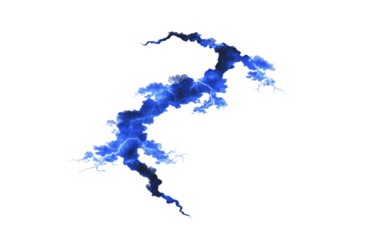 vibrante azul relámpago tornillo con intrincado derivación patrones, conjunto en contra transparente fondo, crea dinámica y electrizante visual efecto. energía y movimiento son cautivador png