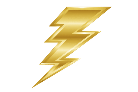 brillante d'oro fulmine bullone simbolo su trasparenza sfondo, che rappresentano energia e energia. metallico finire Aggiunge moderno e dinamico tatto, fabbricazione esso ideale per temi di elettricità o velocità png