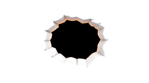 strappato carta buco con frastagliato bordi crea drammatico effetto, rivelatrice trasparenza sfondo. illuminazione in giro bordi Aggiunge profondità e contrasto, valorizzare visivo urto png