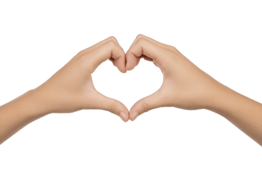 zwei Hände bilden Herz gestalten gegen Transparenz Hintergrund, symbolisieren Liebe und Verbindung. Bild vermittelt Sinn von Einheit und Zuneigung, mit Fokus auf sanft Geste von Hände png