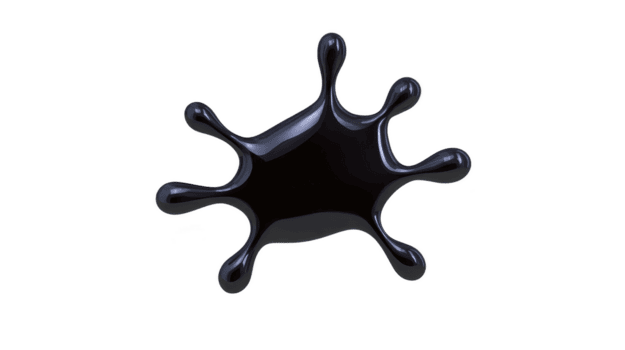 brillante nero schizzare forma con liscio, arrotondato bordi e lucido superficie, somigliante liquido spruzzo o astratto arte pezzo. design è dinamico e visivamente Impressionante png