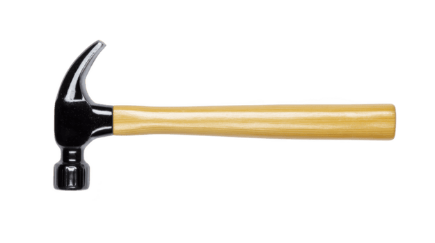 klo hammare med trä- hantera är isolerat på genomskinlighet bakgrund, visa upp dess kraftig design och praktisk använda sig av för konstruktion eller Hem förbättring projekt png