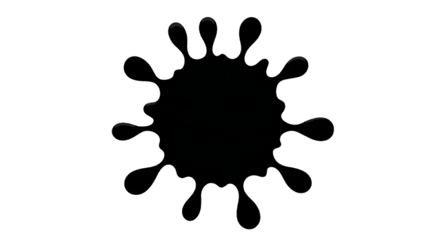 zwart inkt geklater met circulaire vorm en onregelmatig randen creëert dynamisch en artistiek effect. ontwerp is gemakkelijk nog opvallend, oproepen tot creativiteit en spontaniteit png