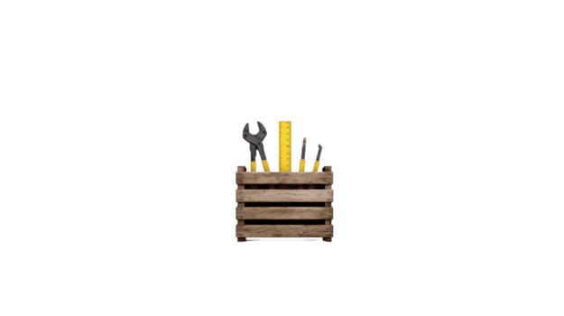 en bois boîte à outils contient divers outils comprenant clé, Tournevis, et mesure enregistrer, symbolisant savoir-faire et DIY projets. rustique conception ajoute ancien toucher png