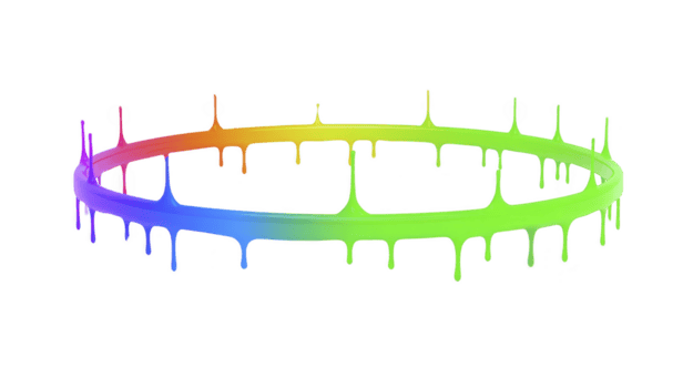 vibrante, circular arco iris degradado anillo con goteo pintar efecto crea dinámica y vistoso visual. diseño caracteristicas suave transiciones Entre colores, agregando sentido de movimiento y creatividad png
