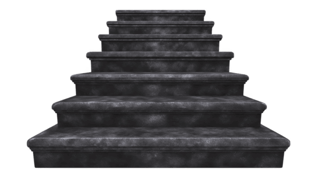 impostato di scuro, strutturato le scale con leggermente logoro aspetto esteriore, la creazione di misterioso e drammatico atmosfera. passaggi siamo in modo uniforme distanziati e apparire per condurre verso l'alto, invitante esplorazione png