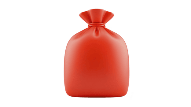 vibrante rojo bolso con atado arriba, Perfecto para varios usos tal como almacenamiento o residuos desecho. sus negrita color agrega sorprendentes elemento a ninguna configuración, haciendo eso visualmente atractivo png