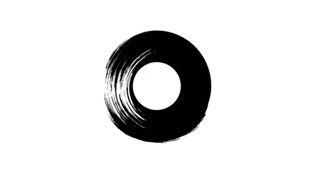 Circular black brush stroke with hollow center, creating bold and artistic design element. This graphic can be used for various creative projects, adding modern touch png