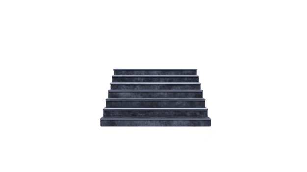 Set of dark, modern concrete stairs with minimalist design, isolated on transparency background, creating sense of elevation and progress png