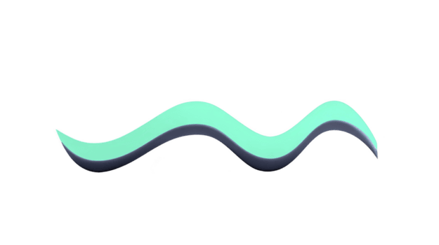 Smooth, wavy line mint green color with darker outline, creating modern and stylish design element. This abstract shape can be used various creative projects to add touch of elegance and fluidity png