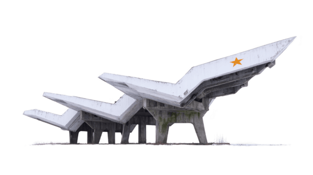 isto características único arquitetônico estrutura com moderno projeto, caracterizado de angular formas e proeminente Estrela símbolo. construção parece resistido, sugerindo histórico significado png