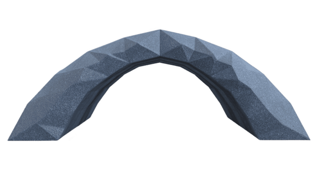 geométrico arco estructura hecho de texturizado piedra, presentando serie de angular facetas ese crear moderno y artístico apariencia. esta diseño evoca sentido de fuerza y estabilidad png