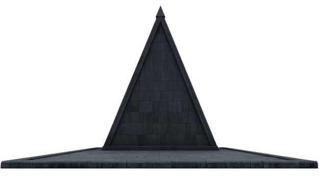 stor, mörk pyramid strukturera står framträdande platt yta, visa upp dess triangel- form och texturerad sten tycka om utseende. pyramid sidor är brant, ledande till spetsig topp, skapande känsla png