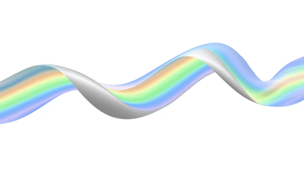 fluente nastro con liscio, ondulato design Caratteristiche iridescente colori di blu, verde, e pastello sfumature, la creazione di senso di eleganza e movimento. Questo artistico elemento può migliorare vario creativo png