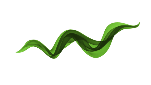 Flowing green wave design creates sense of movement and energy, perfect for backgrounds or graphic elements. This abstract shape adds modern touch to various projects png