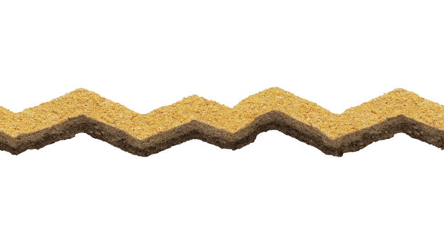 Zigzag pattern made of sand, showcasing textured surface with warm yellow hue. This unique design can be used for various creative projects, adding natural element to your work png